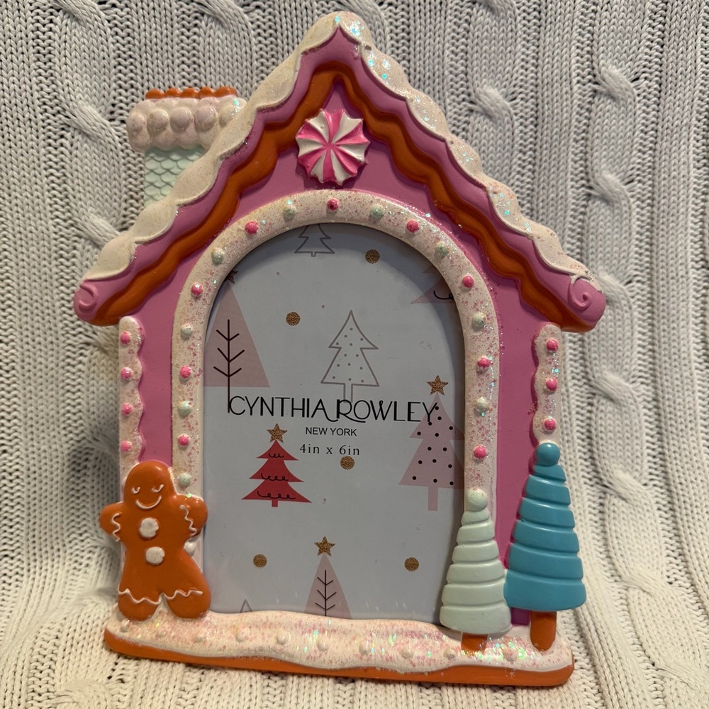 Cynthia Rowley Pastel Gingerbread Frame 4x6 NEW Picture Photo Candy Cane Pinkmas